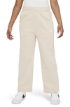 Nike Sportswear Club Fleece Big Kids' (girls') Wide-leg Pants In Sanddrift/ White