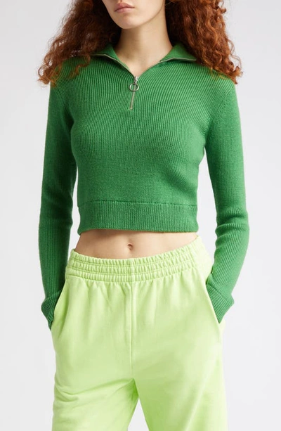 Acne Studios Half Zip Sweater In Green