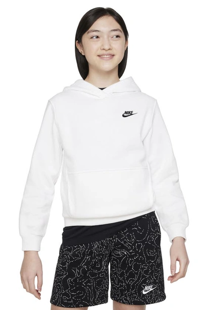 Nike Kids' Club Fleece Hoodie In White/ Black