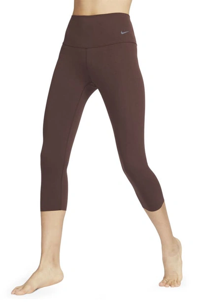 Nike Women's Zenvy Gentle-support High-waisted Cropped Leggings In Brown