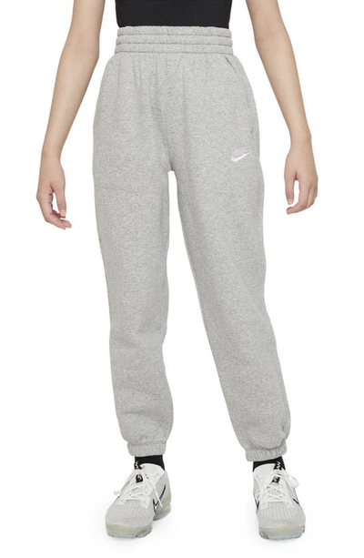Nike Sportswear Club Fleece Big Kids' Loose Pants In Dark Grey Heather/base Grey/white