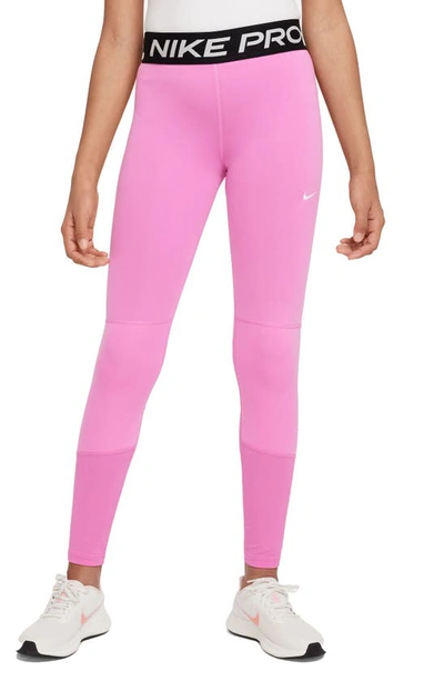 Nike Pro Dri-fit Big Kids' (girls') Leggings In Playful Pink/ Black/ White