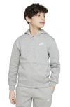 Nike Big Kids Sportswear Club Fleece Full-zip Hoodie In Dark Grey Heather