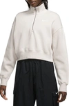 Nike Sportswear Phoenix Fleece Crop Sweatshirt In Lt Orewood Ivory/ Sail