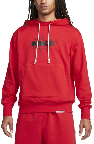 Nike Men's Dri-fit Standard Issue Pullover Basketball Hoodie In Red