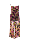 Pinko Abbronzato Sleeveless Floral Georgette Calf-length Dress In Multicolor