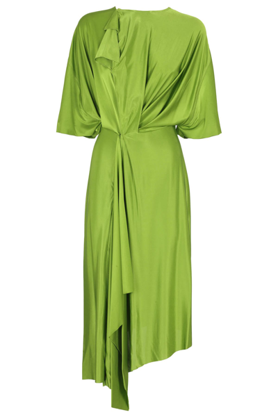 Victoria Beckham Cape Sleeve Cutout Midi Dress In Olive