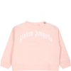 PALM ANGELS PINK SWEATSHIRT FOR BABY GIRL WITH LOGO