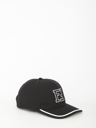 Fendi Logo Embroidered Baseball Cap In Black