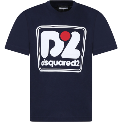 Dsquared2 Kids' Blue T-shirt For Boy With Logo