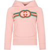 GUCCI PINK SWEATSHIRT FOR GIRL WITH DOUBLE G
