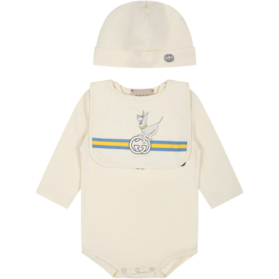 Gucci Ivory Set For Baby Kids With Animals And Logo