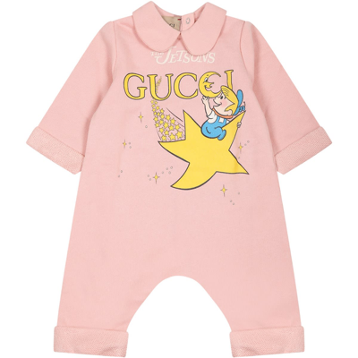 Gucci X The Jetson Logo-print Babygrow In Pink