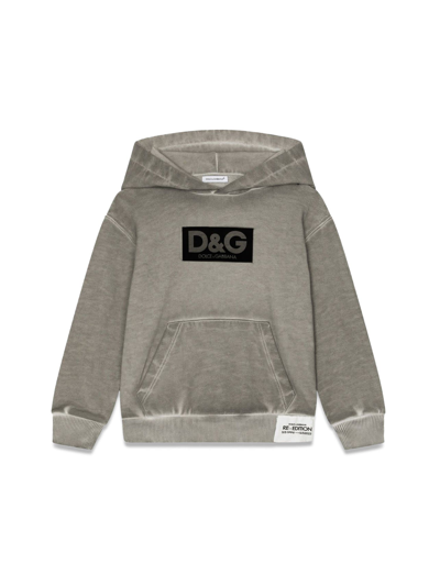 Dolce & Gabbana Kids' Logo-print Pullover Hoodie In Grey
