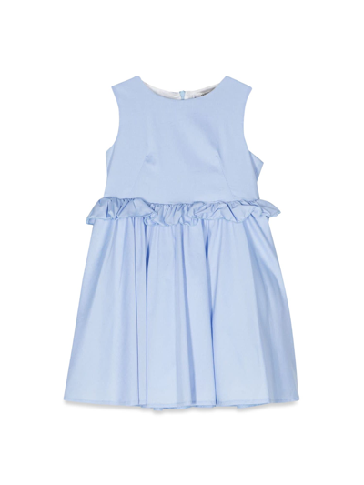 Simonetta Kids' Ruffle-trim Pleated Dress In Blue