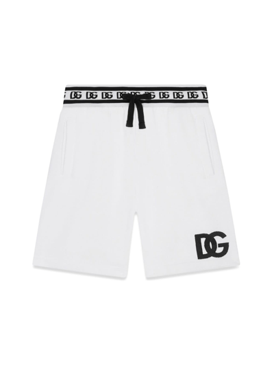 Dolce & Gabbana Kids' Jogging Shorts With Dg Logo In White