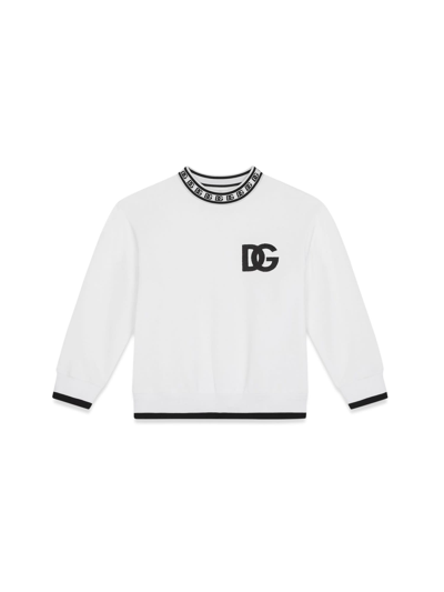 Dolce & Gabbana Teen White Logo Sweatshirt In Bianco