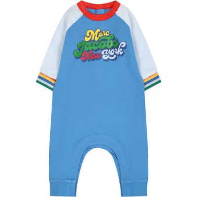 Marc Jacobs Light Blue Babygrow For Baby Boy With Logo
