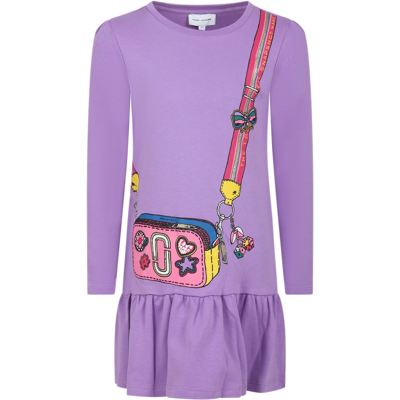 Little Marc Jacobs Kids' Purple Dress For Girl With Logo In Viola