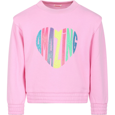 Billieblush Kids' Pink Sweater For Girl With Writing