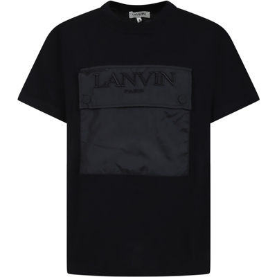 Lanvin Black T-shirt For Kids With Logo