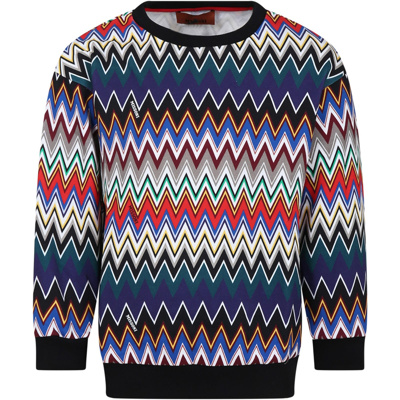 Missoni Kids' Zig Zag Print Cotton Sweatshirt In Multicolor