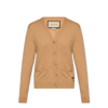 Gucci Embroidered-logo Wool Cardigan In Brown