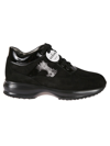 Hogan Black Suede And Patent Leather Interactive Sneakers In Black