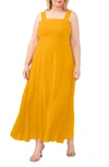 Vince Camuto Solid Sleeveless Tiered Maxi Dress In Tuscan Sun
