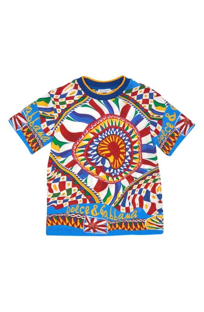Dolce & Gabbana Kids' Short-sleeved Carretto-print Jersey T-shirt In Multicolor