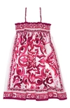 DOLCE & GABBANA KIDS' MAJOLICA PRINT COTTON DRESS