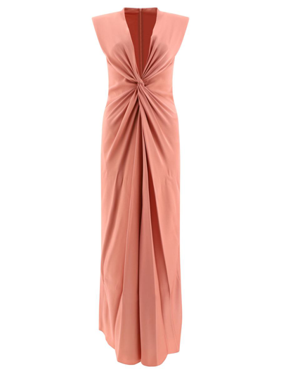 Max Mara Bridal "pilard" Envers Satin Draped Dress In Pink