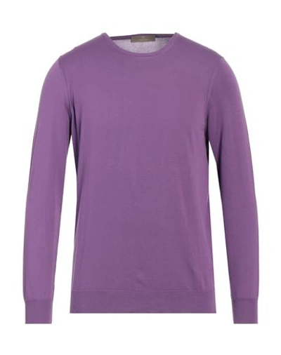 Cruciani Man Sweater Purple Size 44 Cotton
