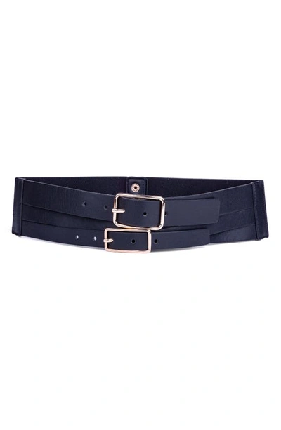 Linea Pelle Wide Multi Buckle Waist Belt In Black