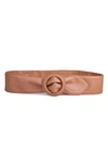 Linea Pelle Covered Buckle Sash Belt In Camel