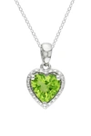 Delmar Sterling Silver Peridot Heart Pendant Necklace In Green