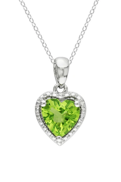 Delmar Sterling Silver Peridot Heart Pendant Necklace In Green