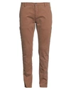 YAN SIMMON YAN SIMMON MAN PANTS CAMEL SIZE 40 COTTON, ELASTANE