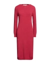 ANGELA DAVIS ANGELA DAVIS WOMAN MIDI DRESS RED SIZE M VISCOSE, POLYESTER, POLYAMIDE