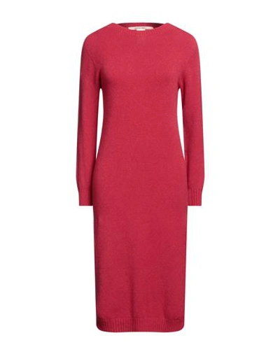 Angela Davis Woman Midi Dress Red Size M Viscose, Polyester, Polyamide