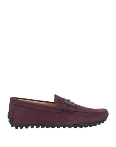 Tod's Man Loafers Plum Size 8 Leather In Purple