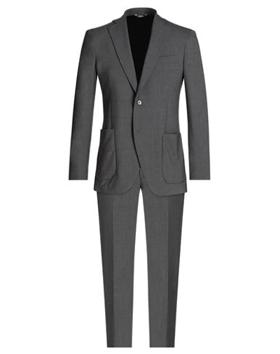 Tombolini Man Suit Lead Size 38 Virgin Wool, Elastane In Grey