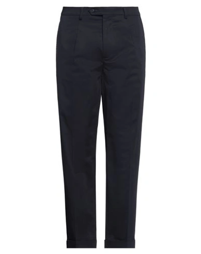 Donvich Man Pants Navy Blue Size 34 Cotton, Elastane In Navy Blue