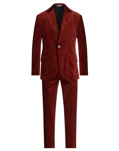 Brunello Cucinelli Man Suit Burgundy Size 44 Cotton In Red