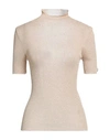 Twinset Woman Turtleneck Sand Size Xs Viscose, Polyamide, Polyester In Beige