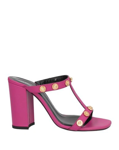 Versace Woman Sandals Purple Size 9 Calfskin