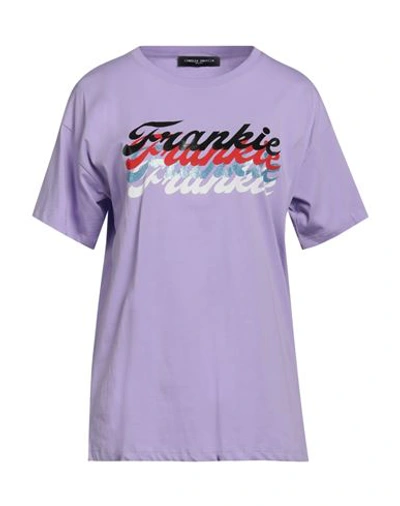 Frankie Morello Woman T-shirt Lilac Size L Cotton In Purple
