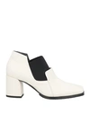 Ixos Woman Ankle Boots Ivory Size 8 Soft Leather, Textile Fibers In White