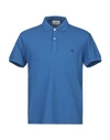 Brooksfield Man Polo Shirt Blue Size 42 Cotton, Elastane