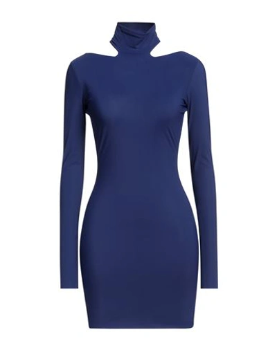 Amazuìn High-neck Mini Dress In Blue